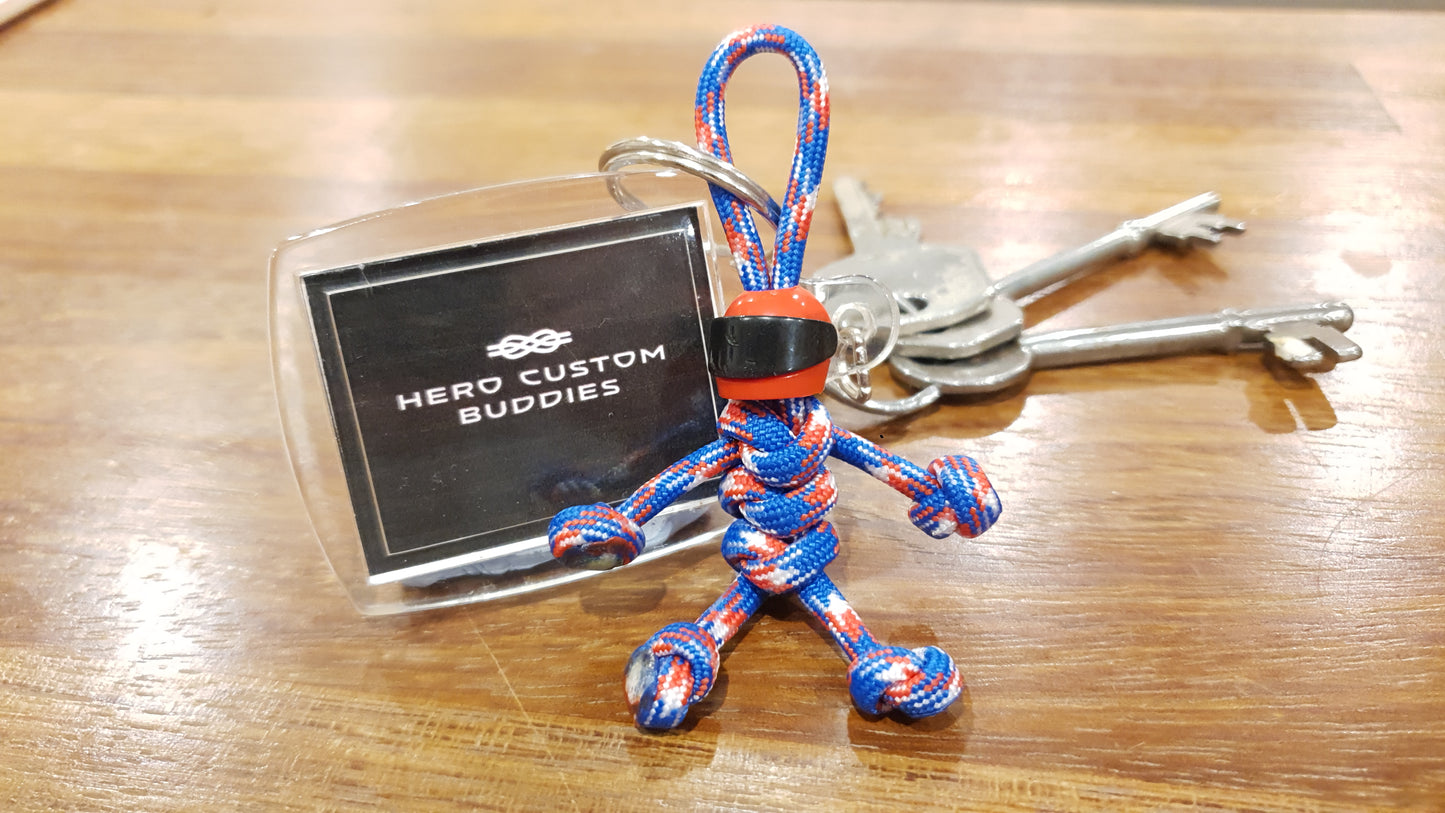 Biker Buddy Red White Blue Paracord Keychain