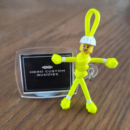 Construction Worker Engineer Builder Keyworker Paracord Keyring Keychain Fluorescent Yellow