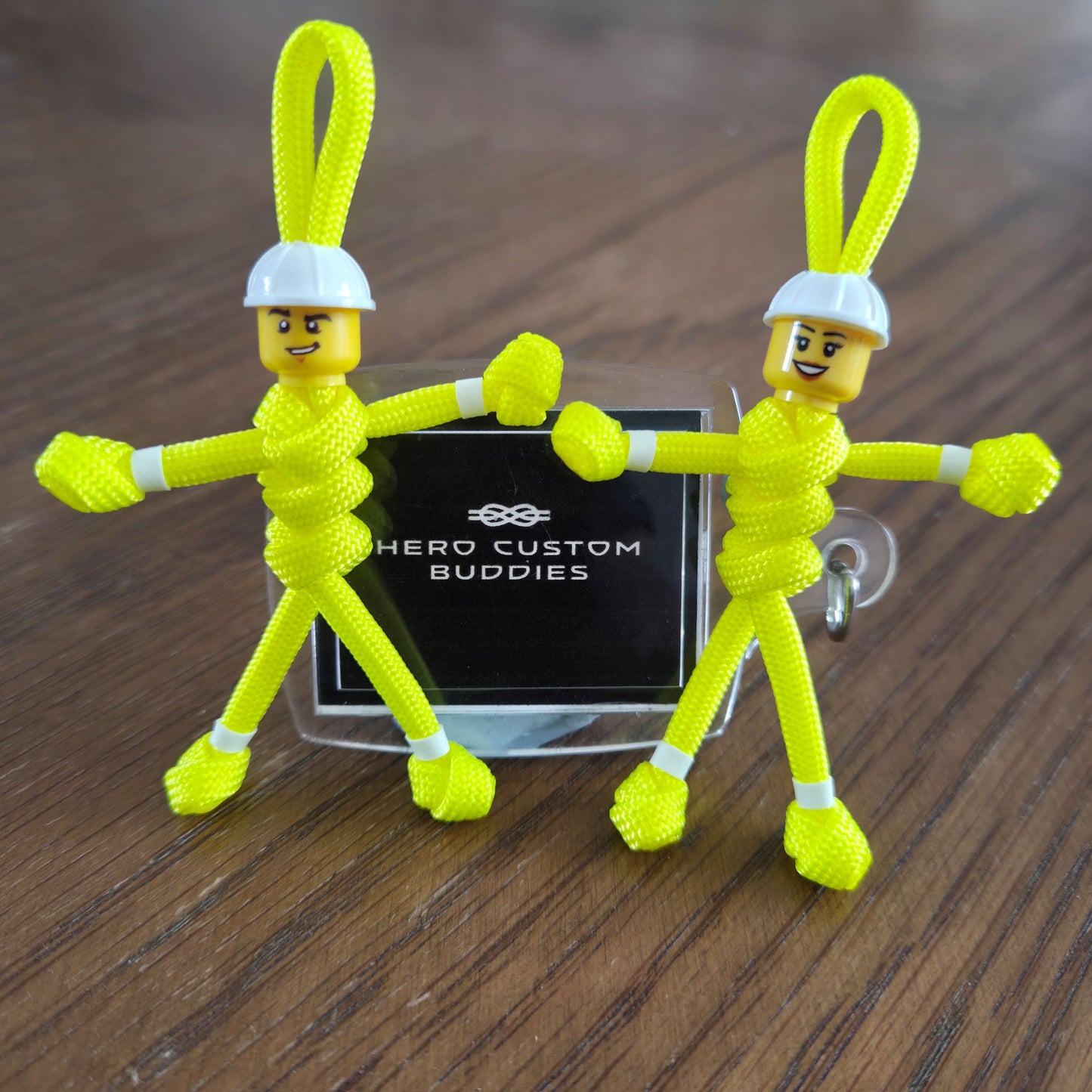 Construction Worker Engineer Builder Keyworker Paracord Keyring Keychain Fluorescent Yellow