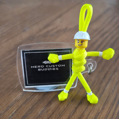 Construction Worker Engineer Builder Keyworker Paracord Keyring Keychain Fluorescent Yellow