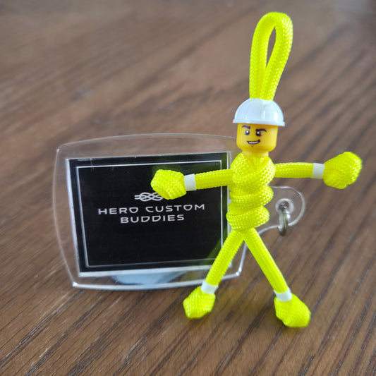 Construction Worker Engineer Builder Keyworker Paracord Keyring Keychain Fluorescent Yellow