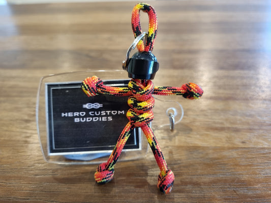 Llavero de paracord con diseño de camuflaje rojo y naranja de Biker Buddy