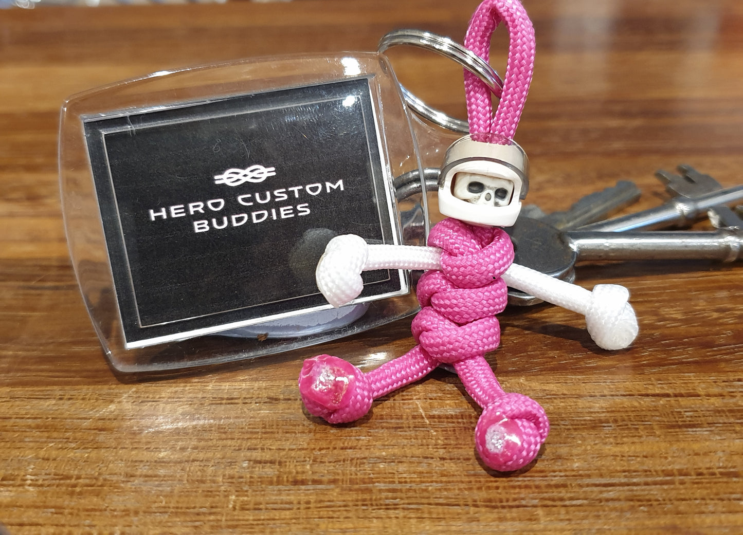 Skull Biker Buddy Hot Pink Paracord Keychain