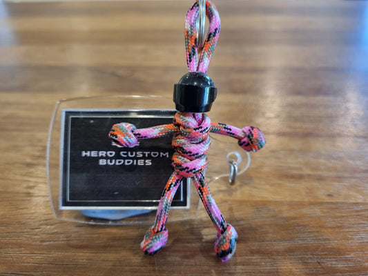 Llavero de paracord con diseño de camuflaje rosa de Biker Buddy